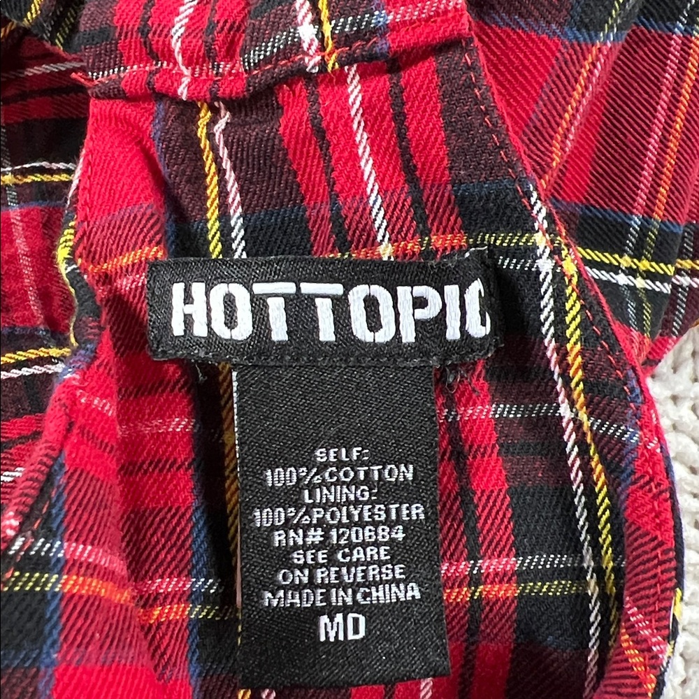Hot Topic Red/Black Plaid O-Ring Skirtall Overall Zipper Dress - Picture 16 of 16